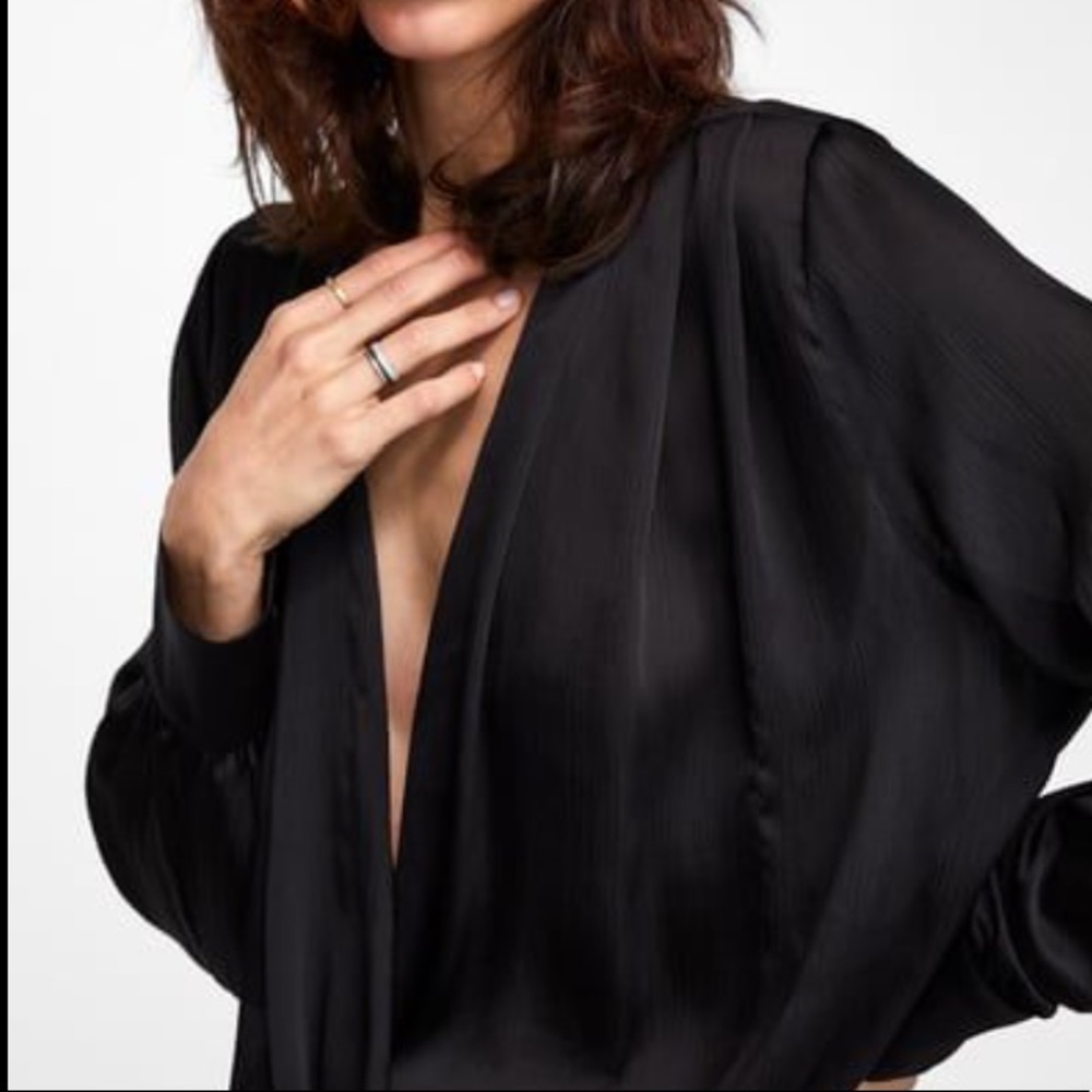Zara Longsleeve Plunge Bodysuit